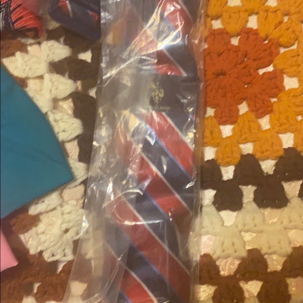 Red white and blue polo tie